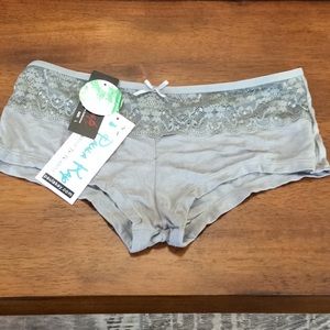Grey cotton panties with lace detail
